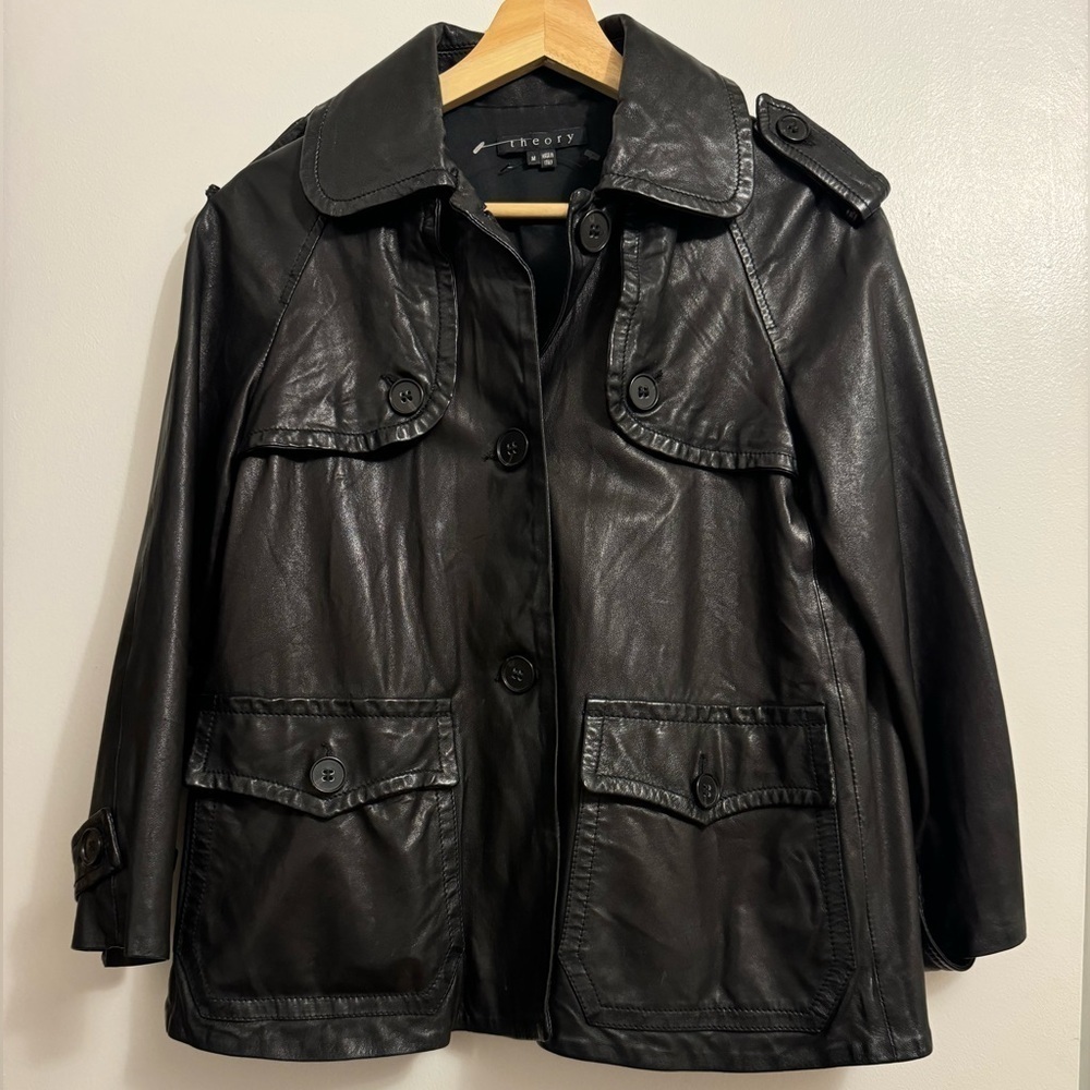 Theory Leather Jacket Size M